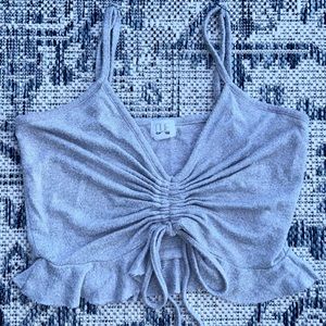Garage Grey Drawstring Crop Top